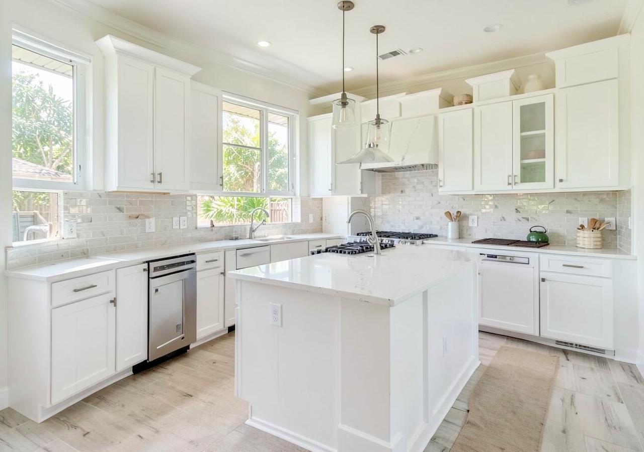 Bright modern kitchen remodel with island and new cabinetry